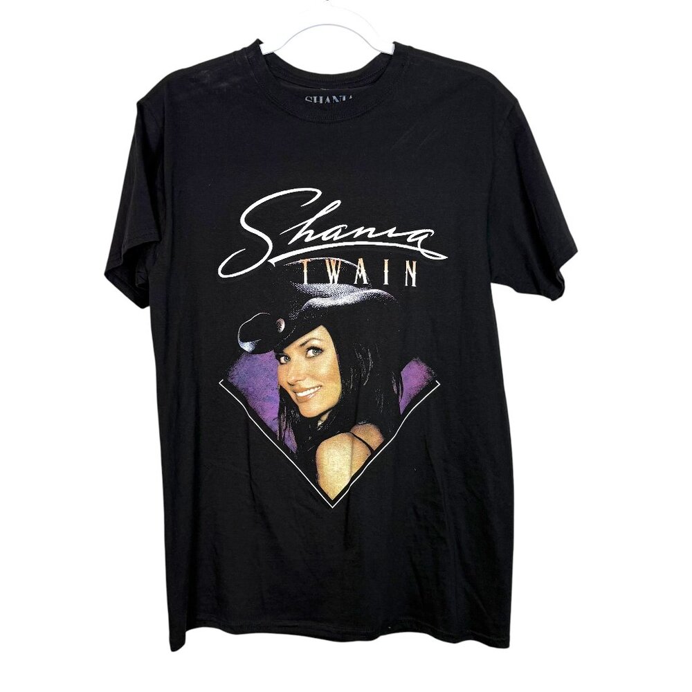 Shania Twain Short Sleeve Crewneck Tee Women M Black Graphic‎ Casual Streetwear